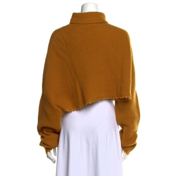 NWTs Lapointe Cropped Frayed Hem Cashmere Silk Turtle Neck Sweater (L) - Picture 2 of 16